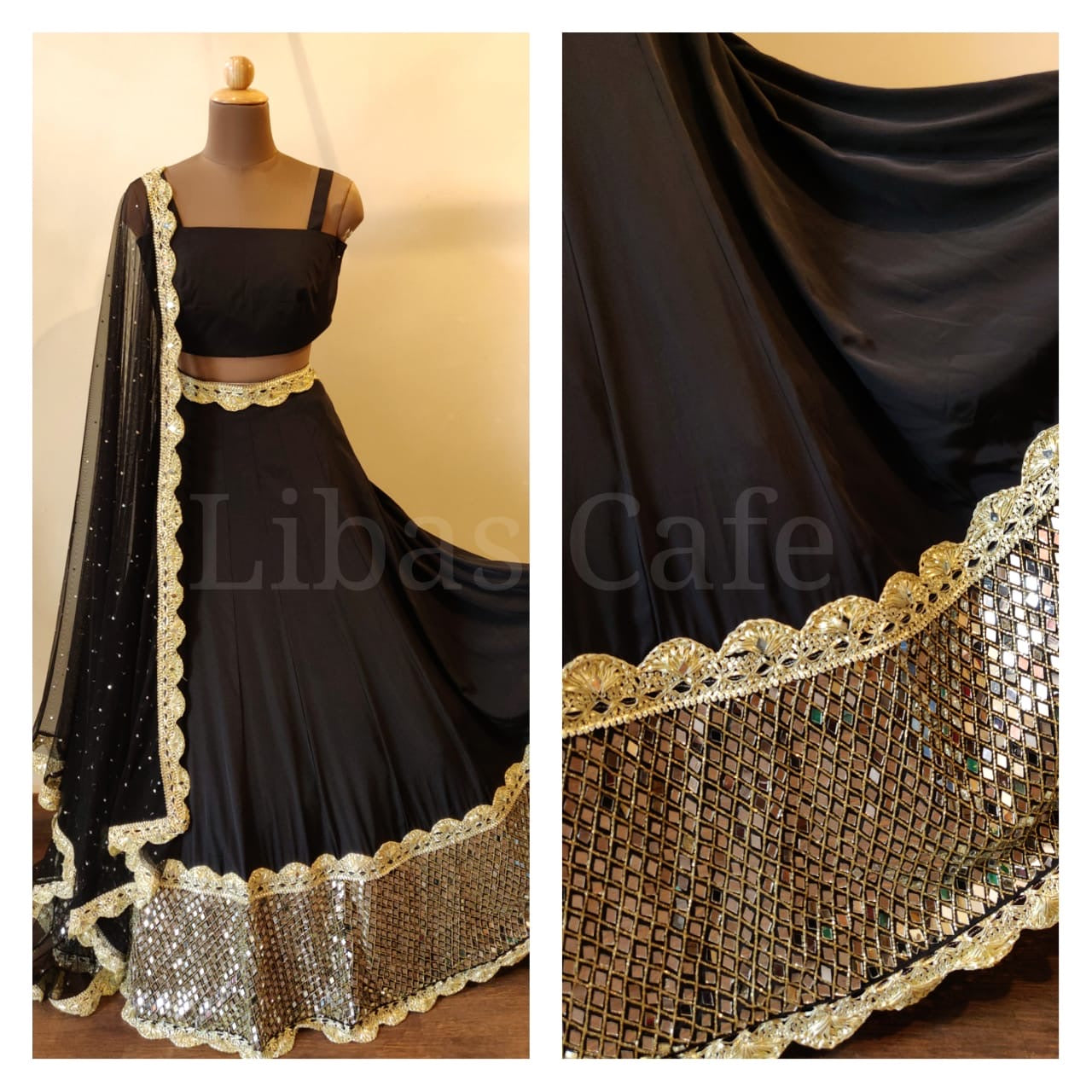 Black Mirror Embroidered Lehenga